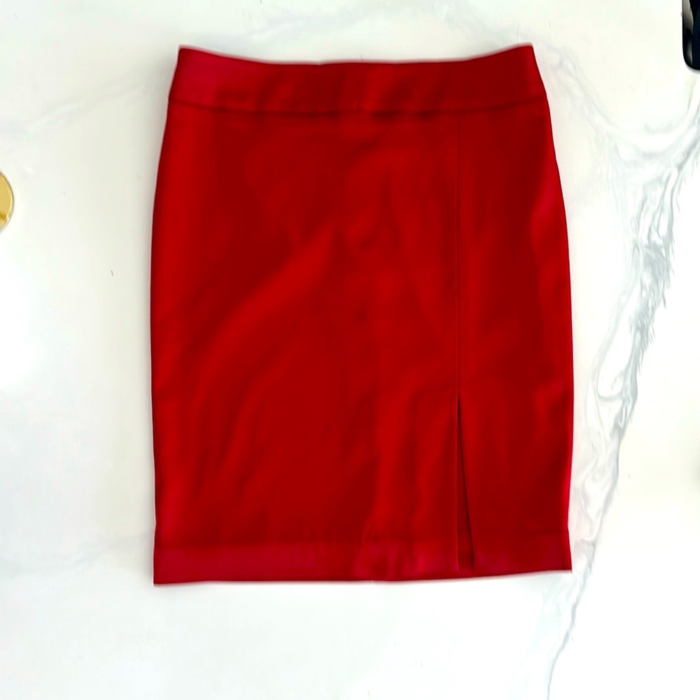 Cache Red Pencil Skirt Knee-Length Slit